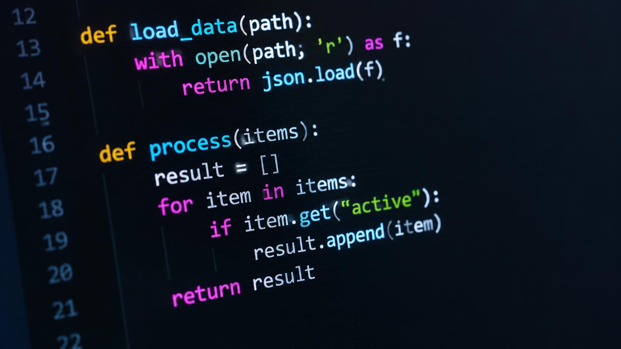 Lines of source code on a dark screen