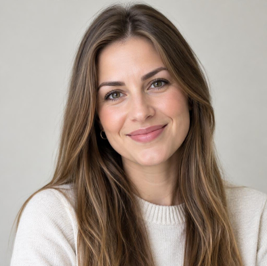 Portrait of a young woman with long hair smiling